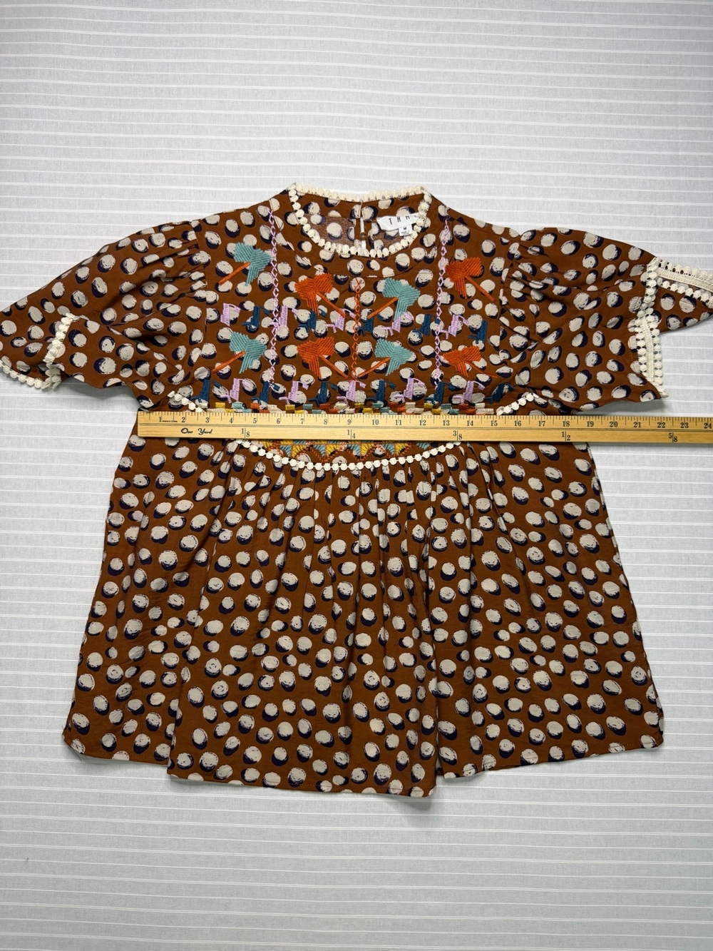 THML Embroidered Boho Babydoll Top – Size Medium - Picture 6 of 7